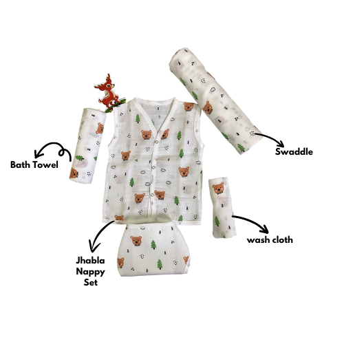 Baby Organic Muslin Set|Bear|5Pc