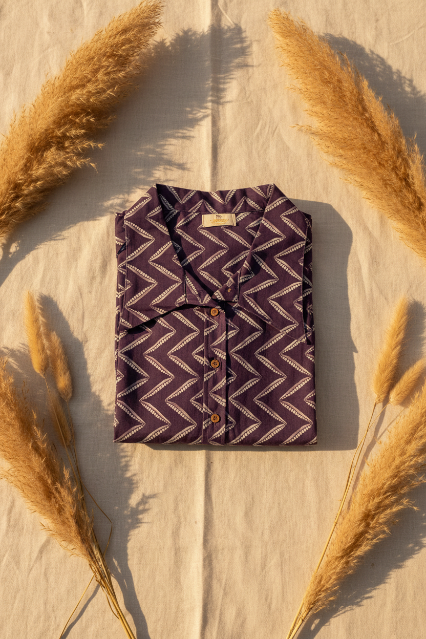 Purple Zigzag Cotton Shirt