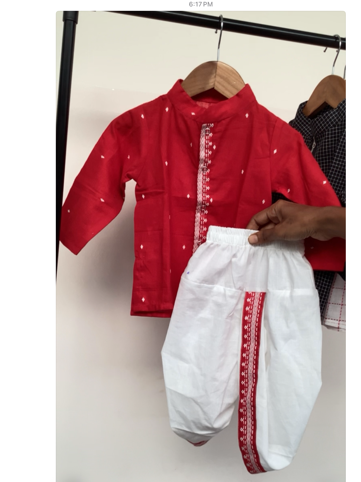 Red buti Festive Kurta & Dhoti Set for Boys | 100% Pure Cotton