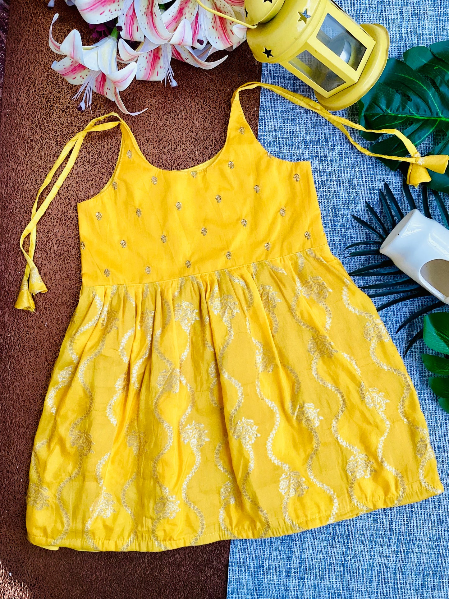 Yellow Banrasi Silk Frock - Perfect Traditional Wear