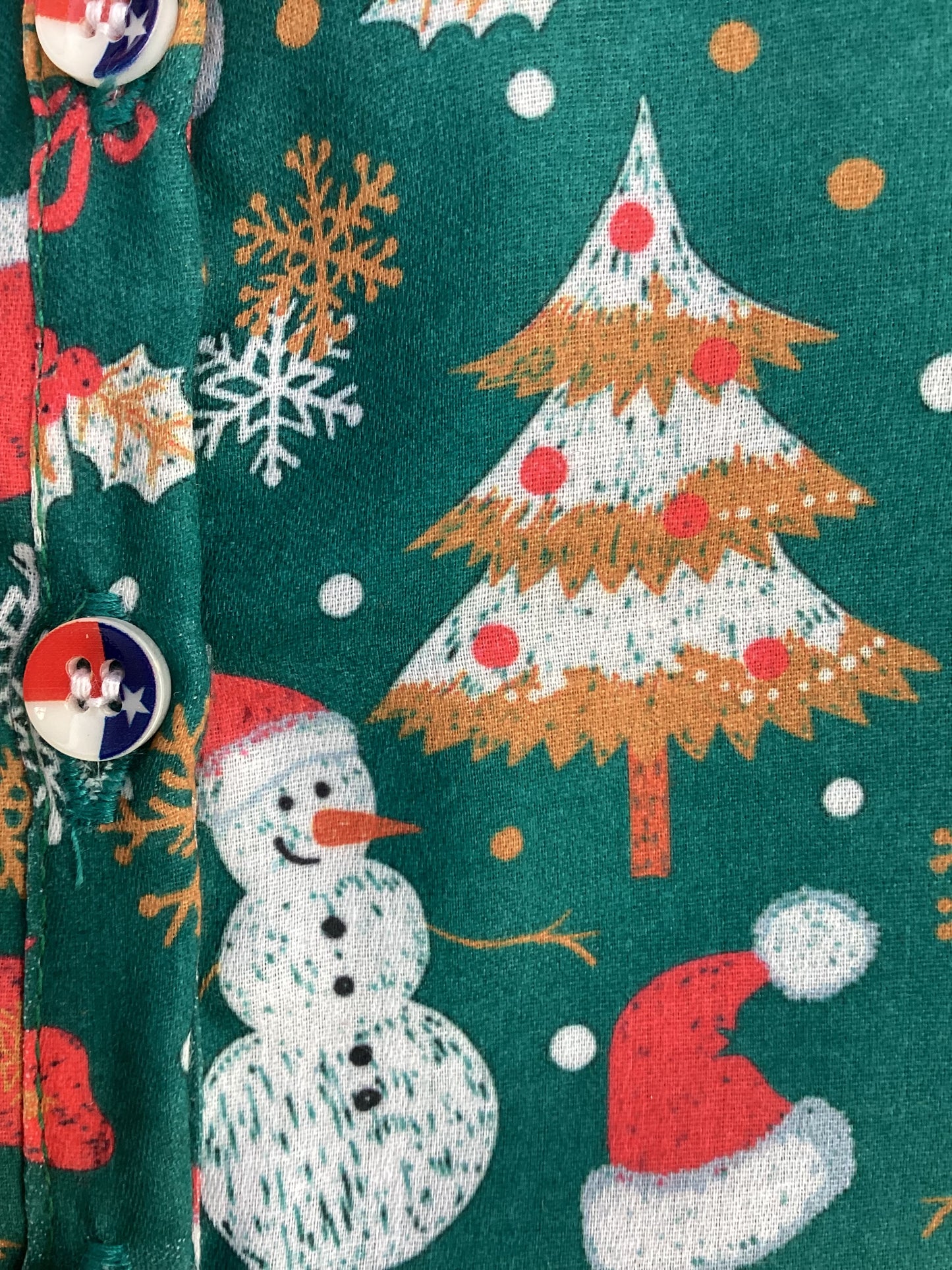 Christmas Winter-Themed Green A-Line Baby Dress with Peter Pan Collar