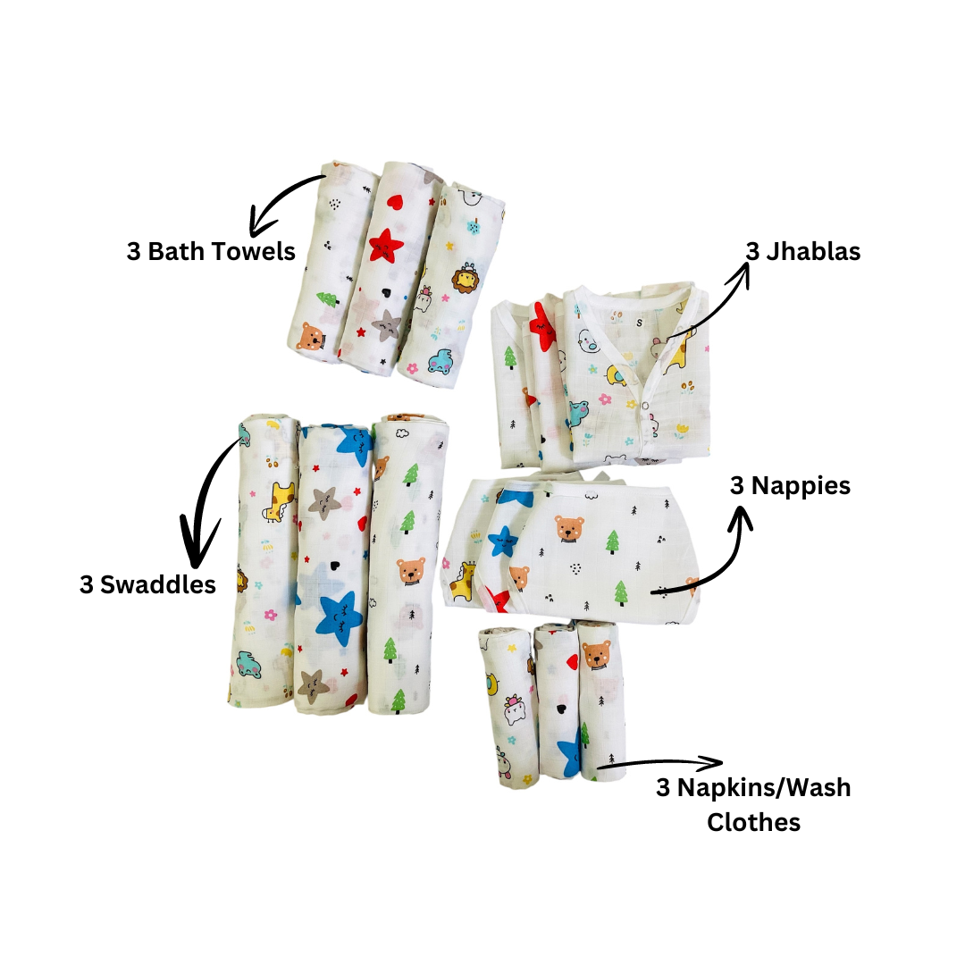 15 Piece Baby organic Muslin Combo pack|