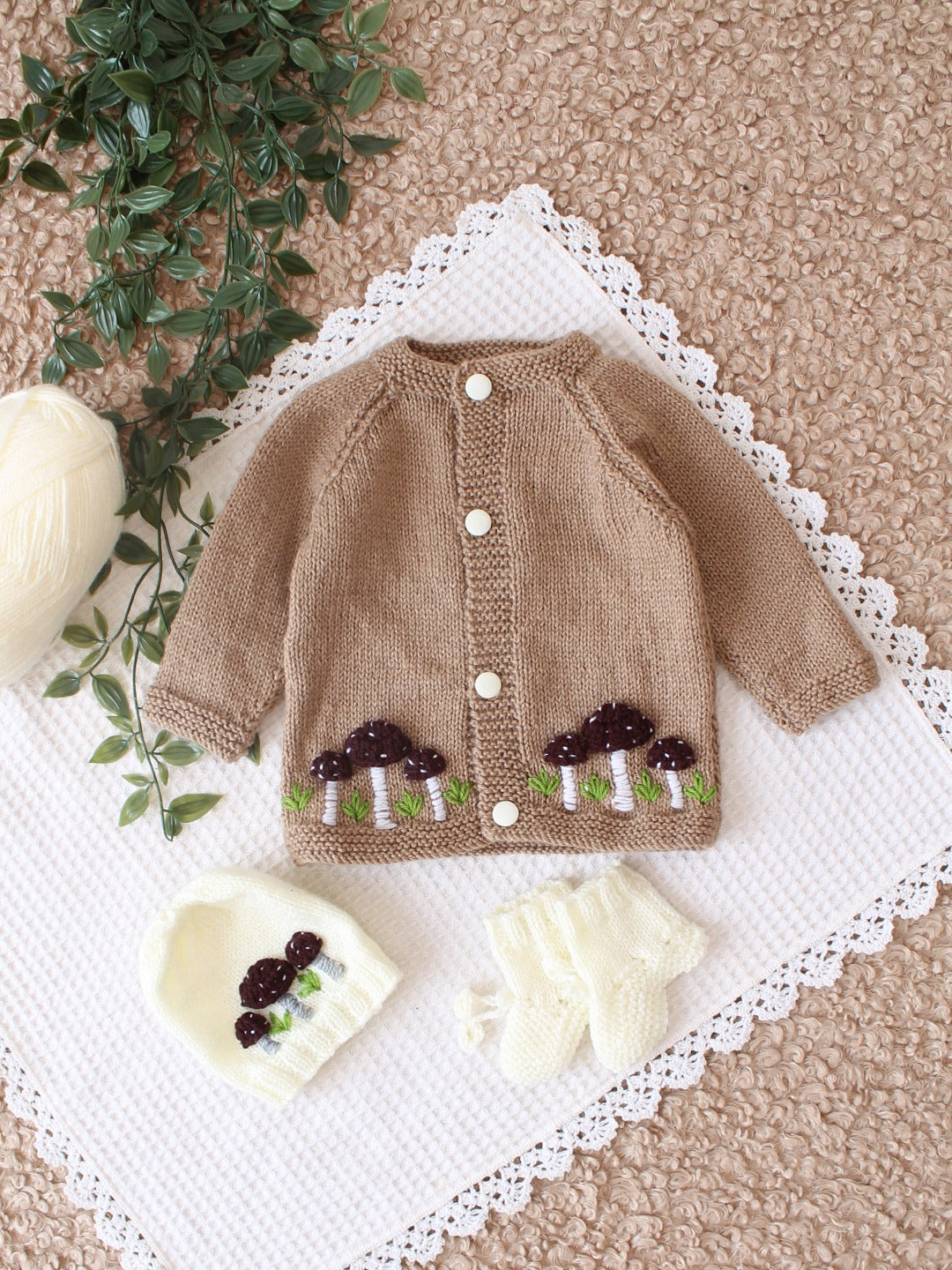 Mushroom Design Cardigan Set