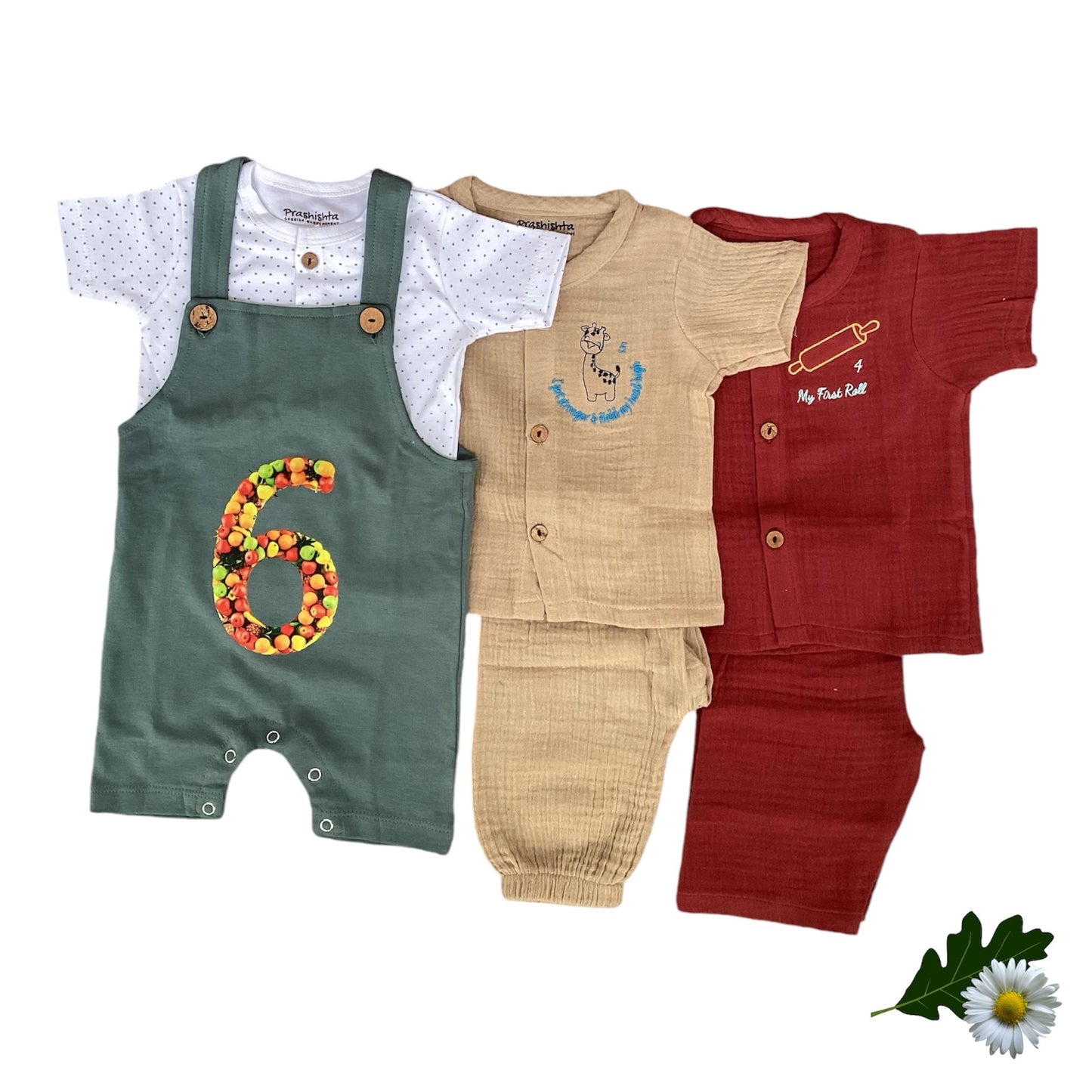 4th, 5th, and 6th Month Milestone Outfit Set(6 Pieces)