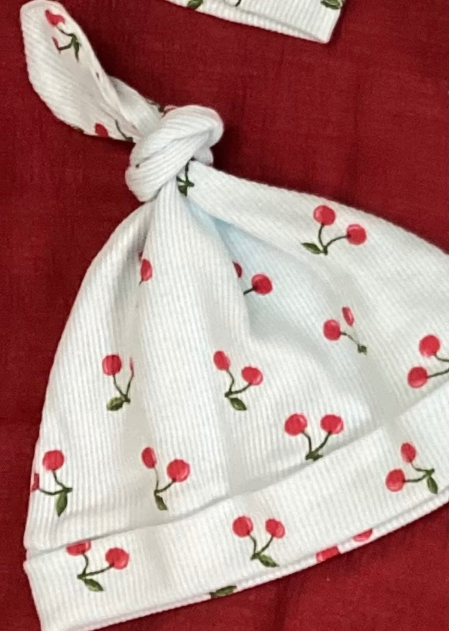Cherry Sleep Suits with Beanie(Knot Hat)