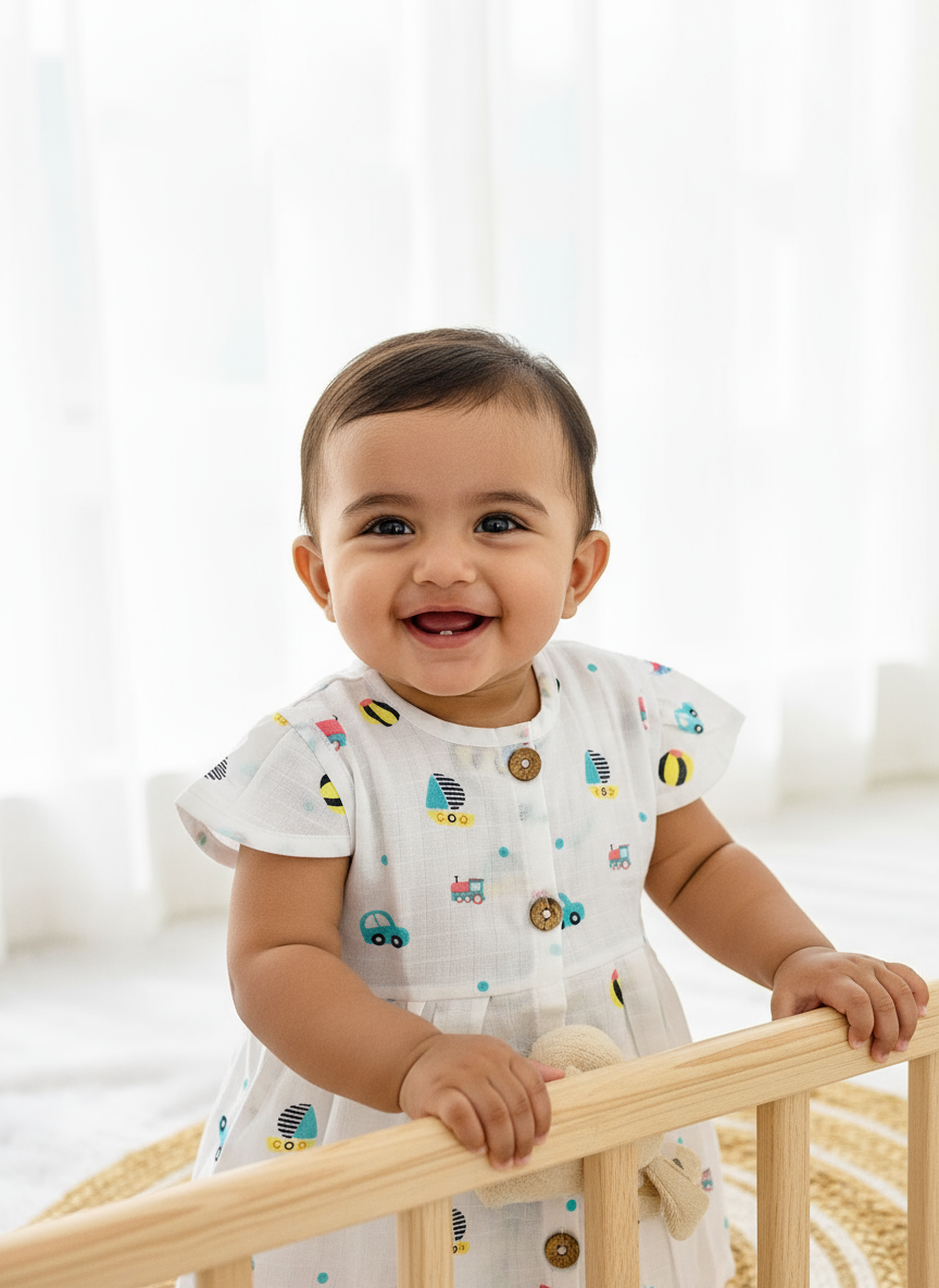 Muslin Button Frocks with Bloomer