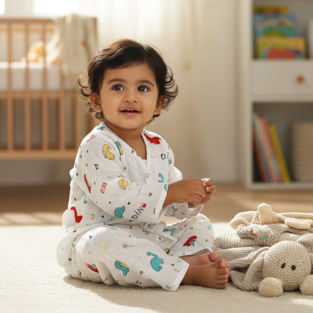 MUSLIN FULL SLEEVE SLEEP SUITS/PYJAMAS