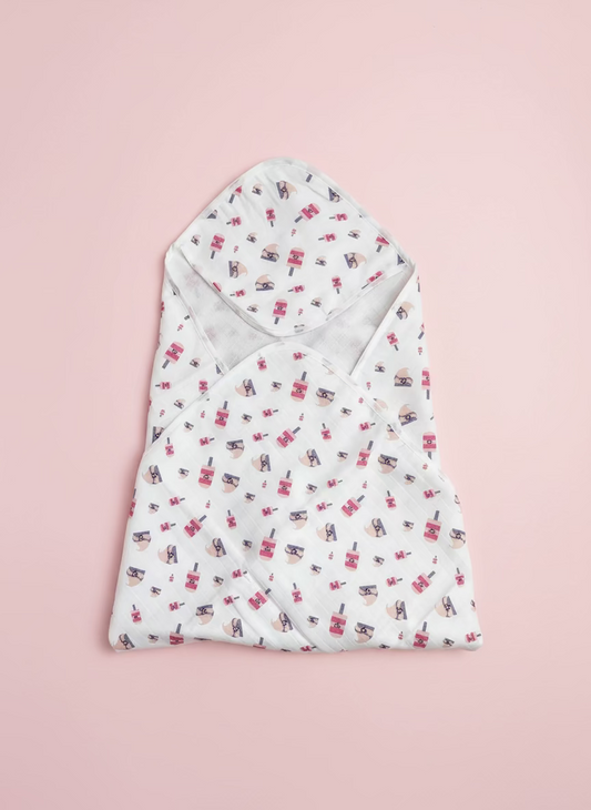 Muslin Hooded Towel (Double Layer) Ice-Cream