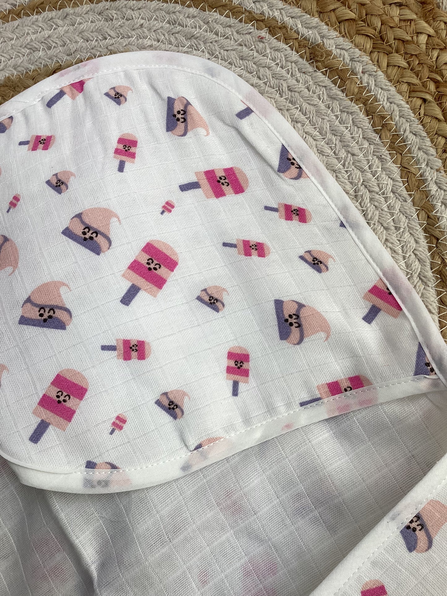 Muslin Hooded Towel (Double Layer) Ice-Cream