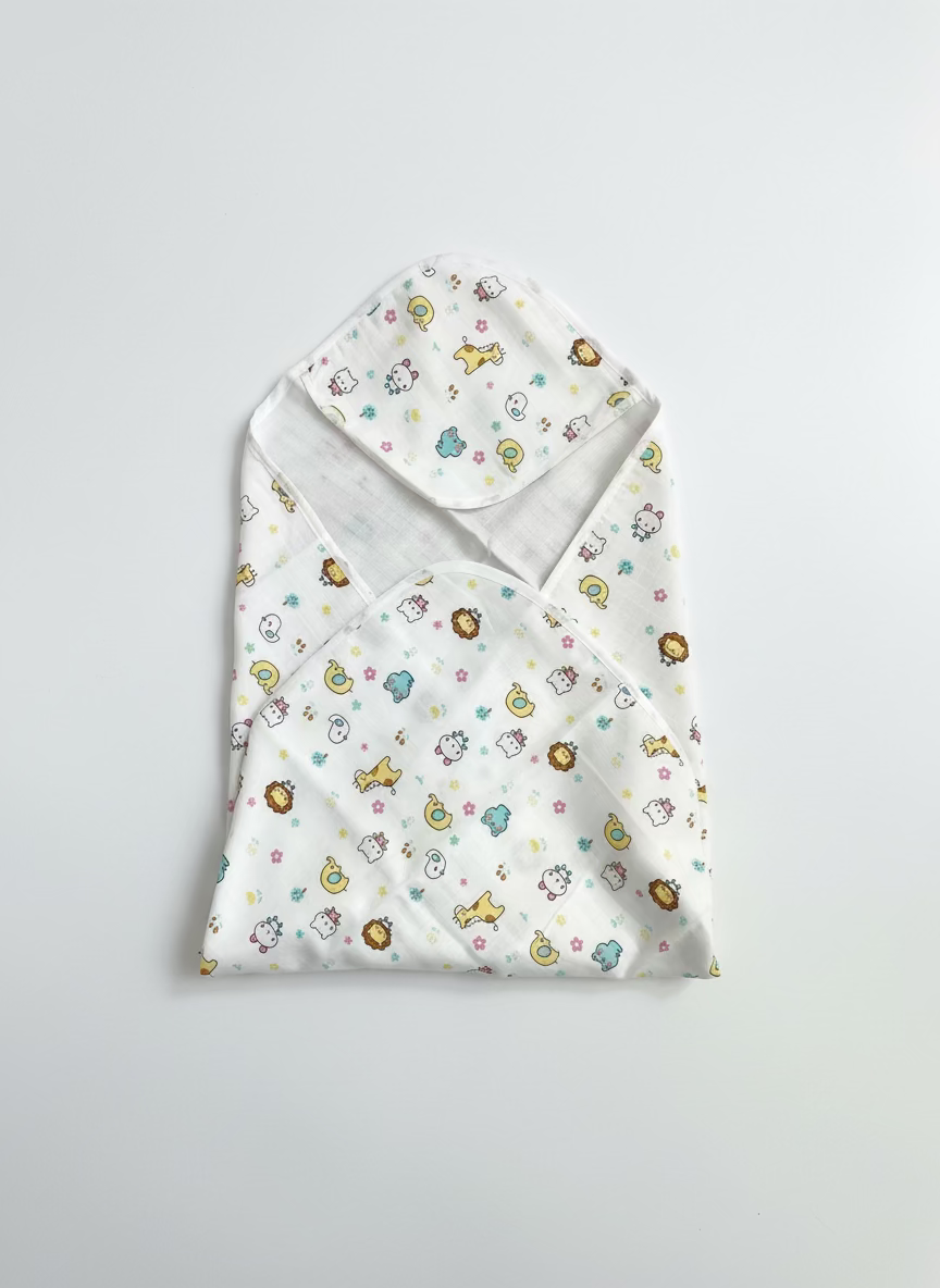 Muslin Hooded Towel (Double Layer) Lion