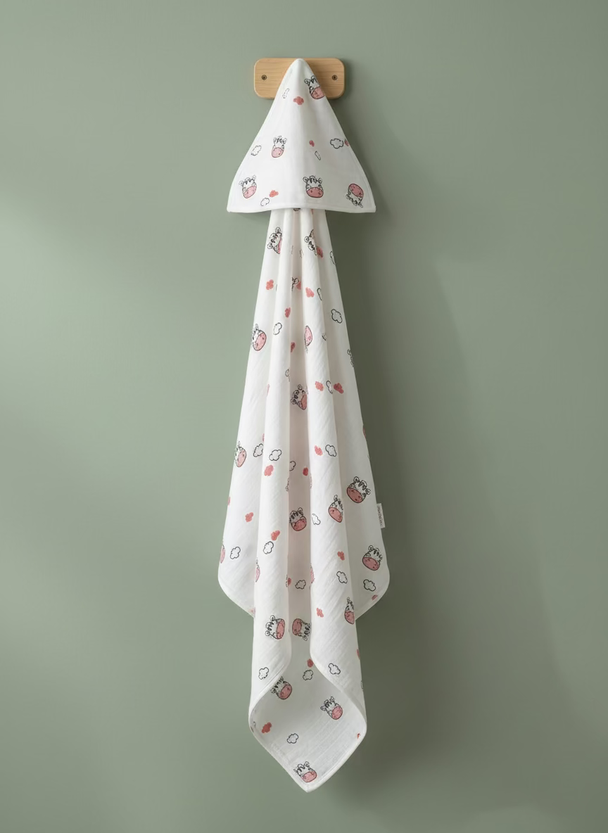 Muslin Hooded Towel (Double Layer) Moo-Moo