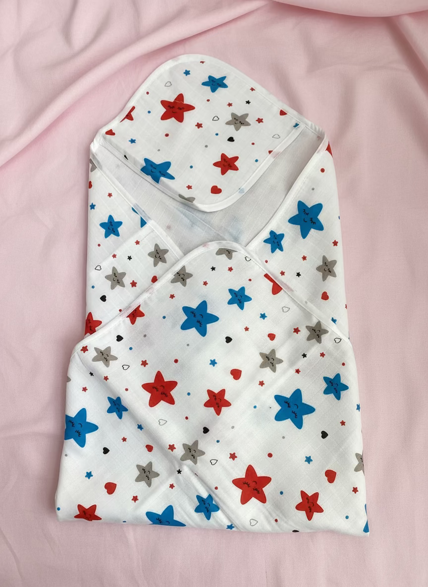 Muslin Hooded Towel (Double Layer) star