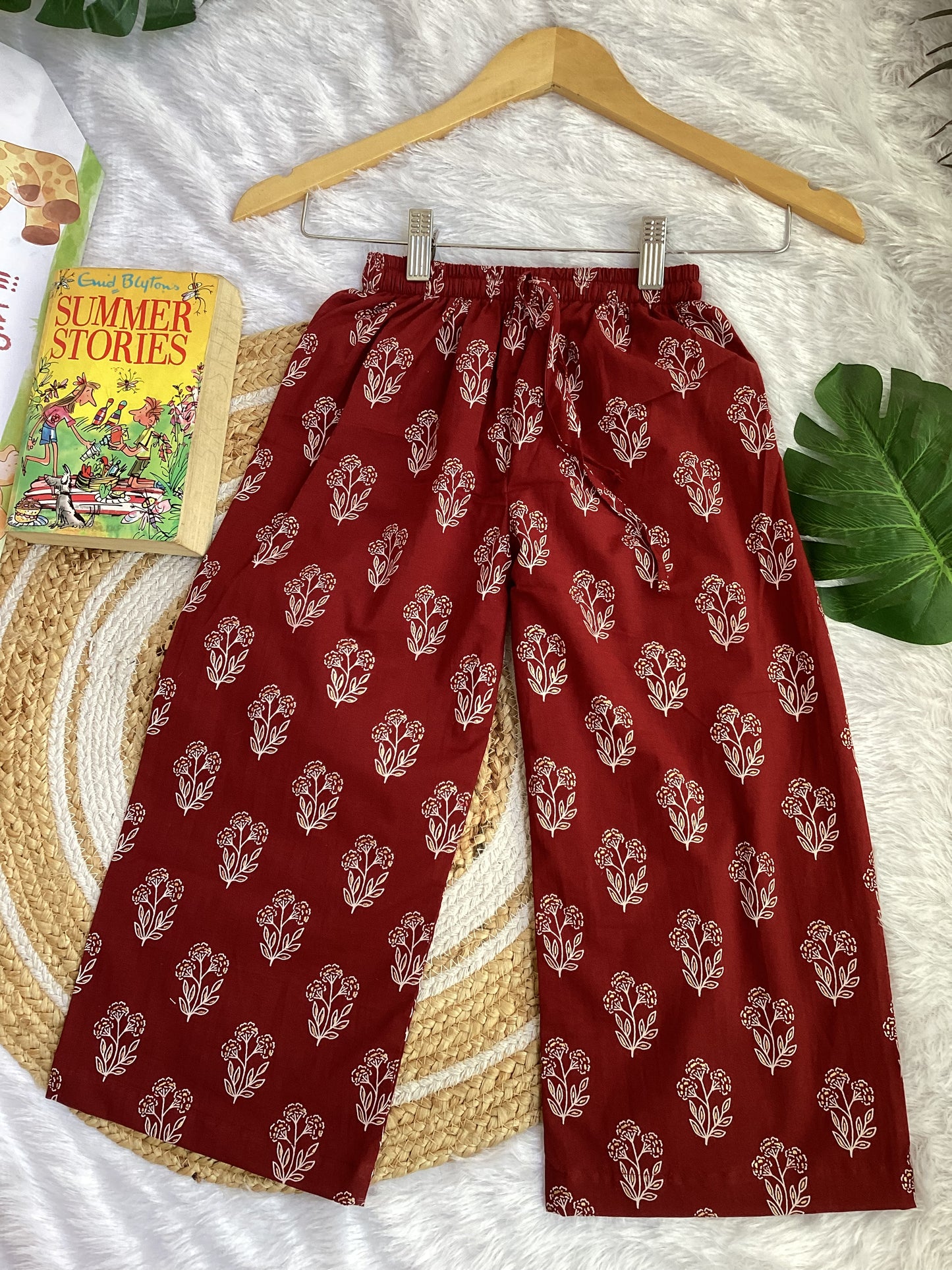Maroon Bloom Cotton Plazo Cord Set