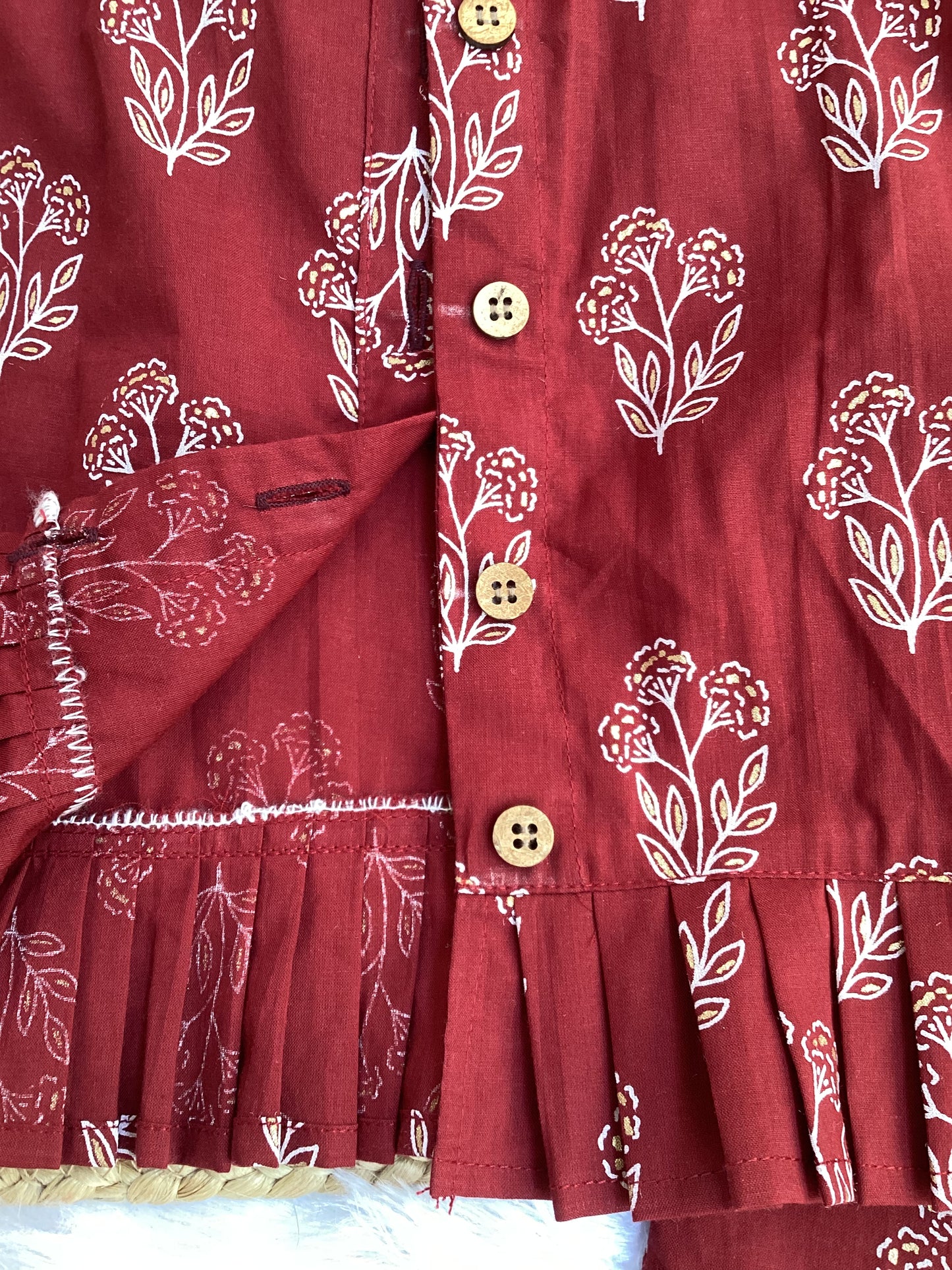 Maroon Bloom Cotton Plazo Cord Set