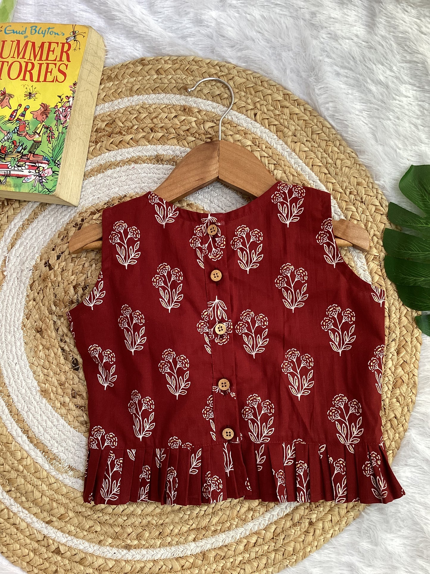 Maroon Bloom Cotton Plazo Cord Set