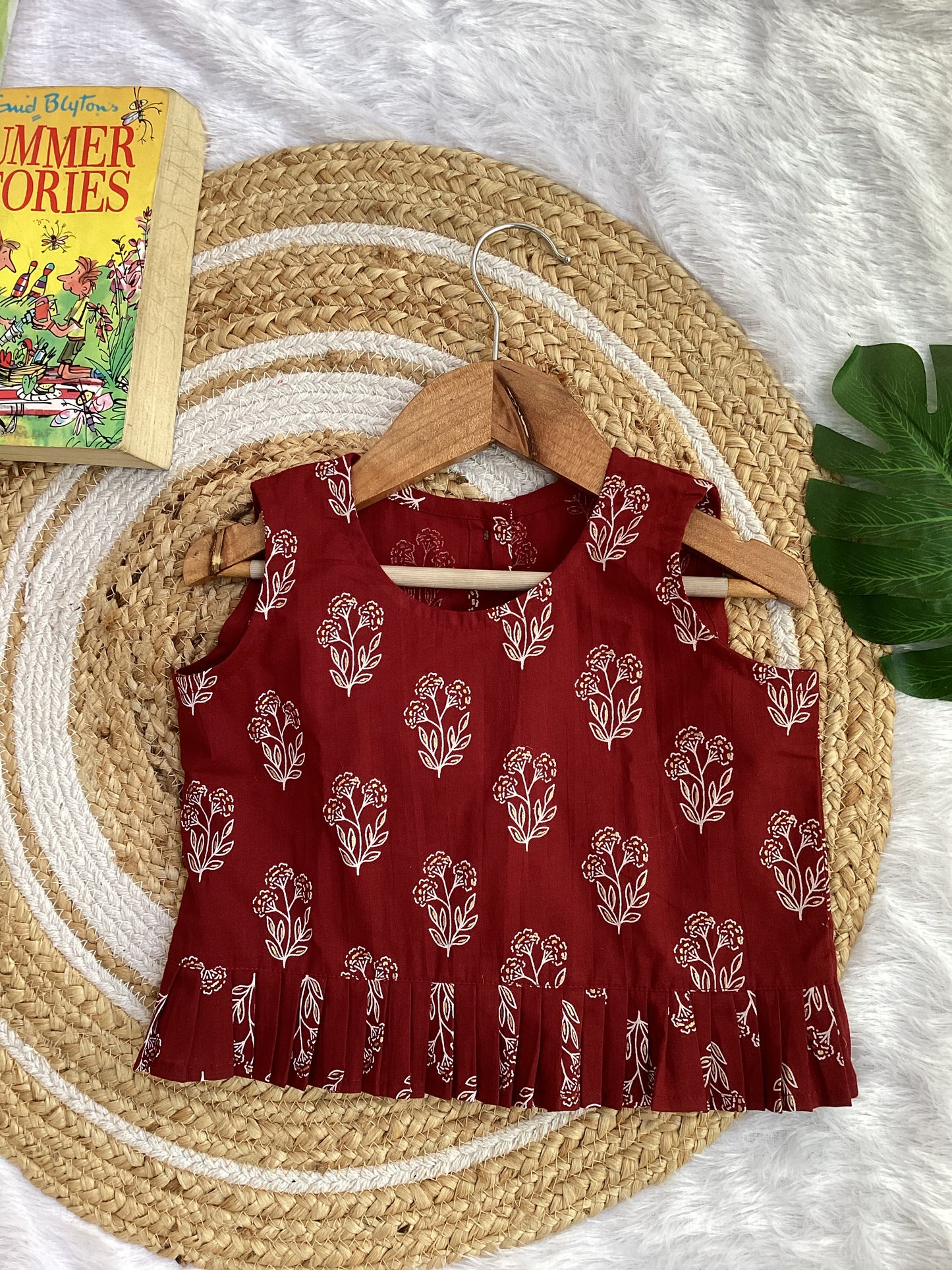 Maroon Bloom Cotton Plazo Cord Set