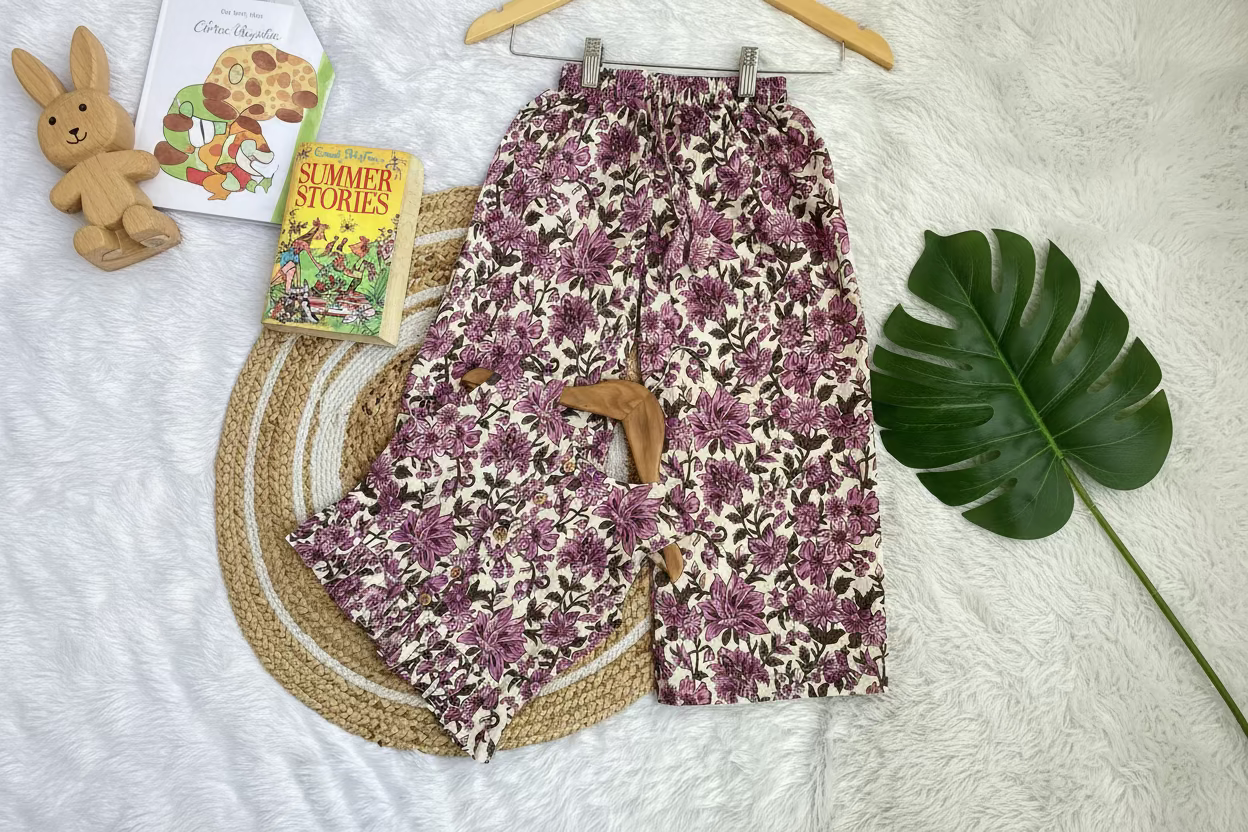 Lavender Bloom Cotton Plazo Cord Set