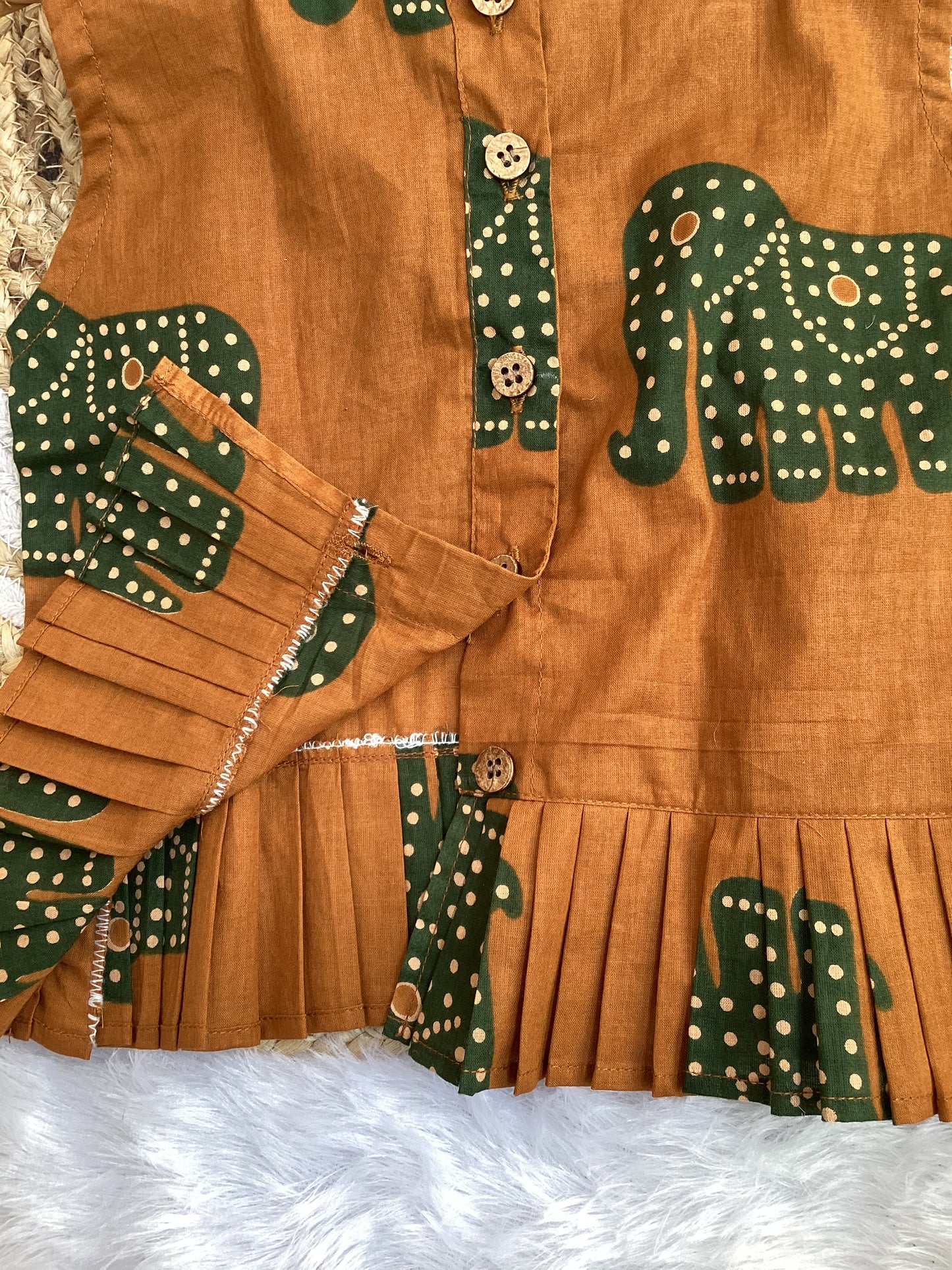 Rust Elephant Cotton Top & Plazo Set