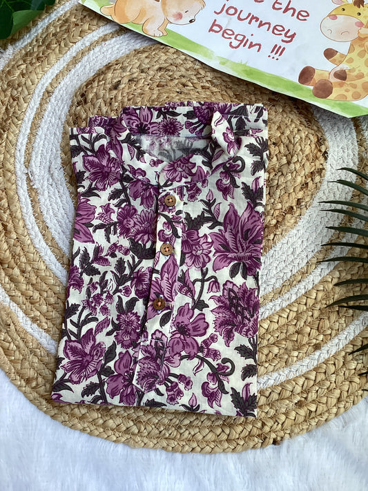 Purple Floral Kurta Pyjama Set