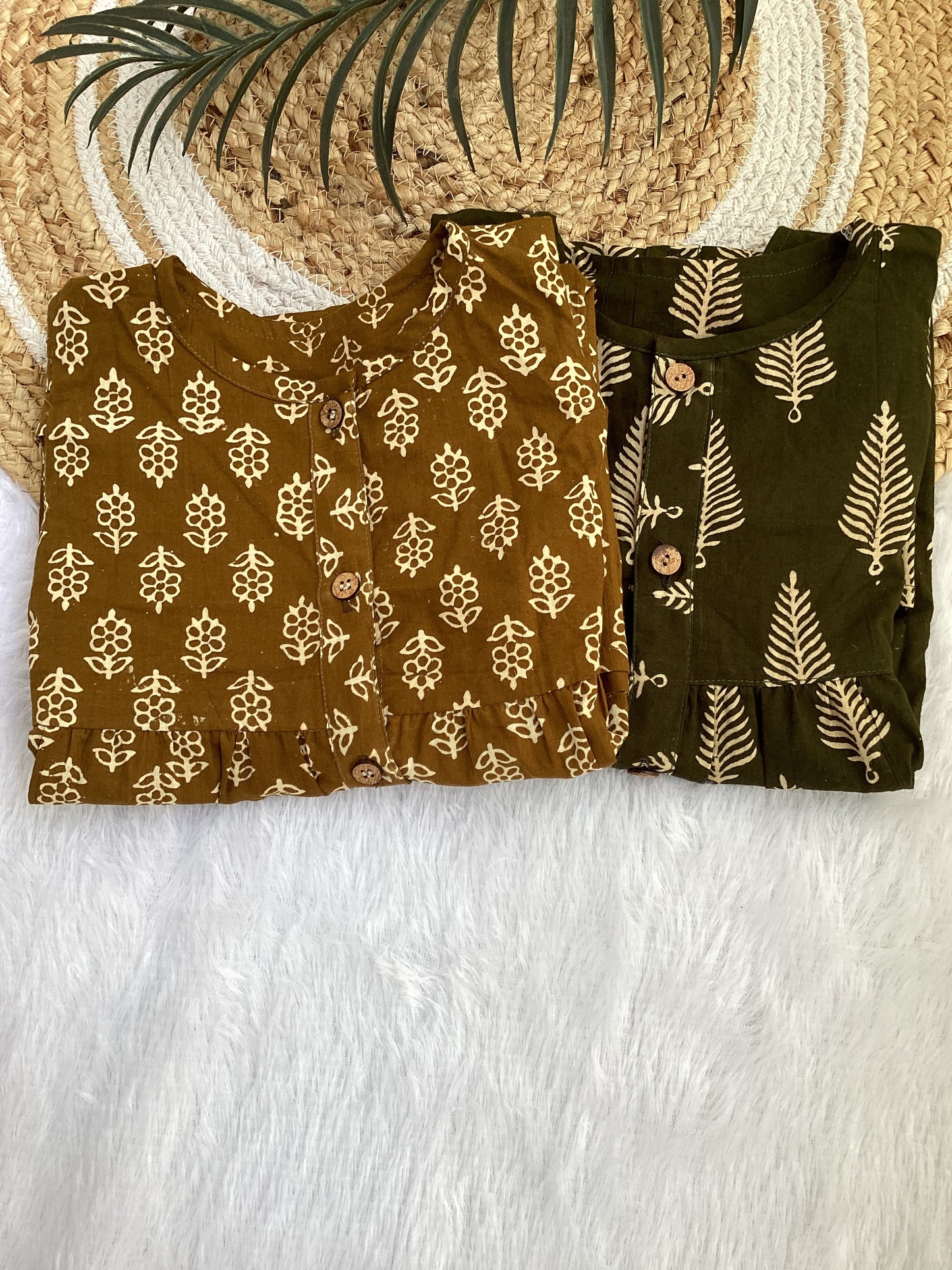 Block Print Yellow Cotton frock