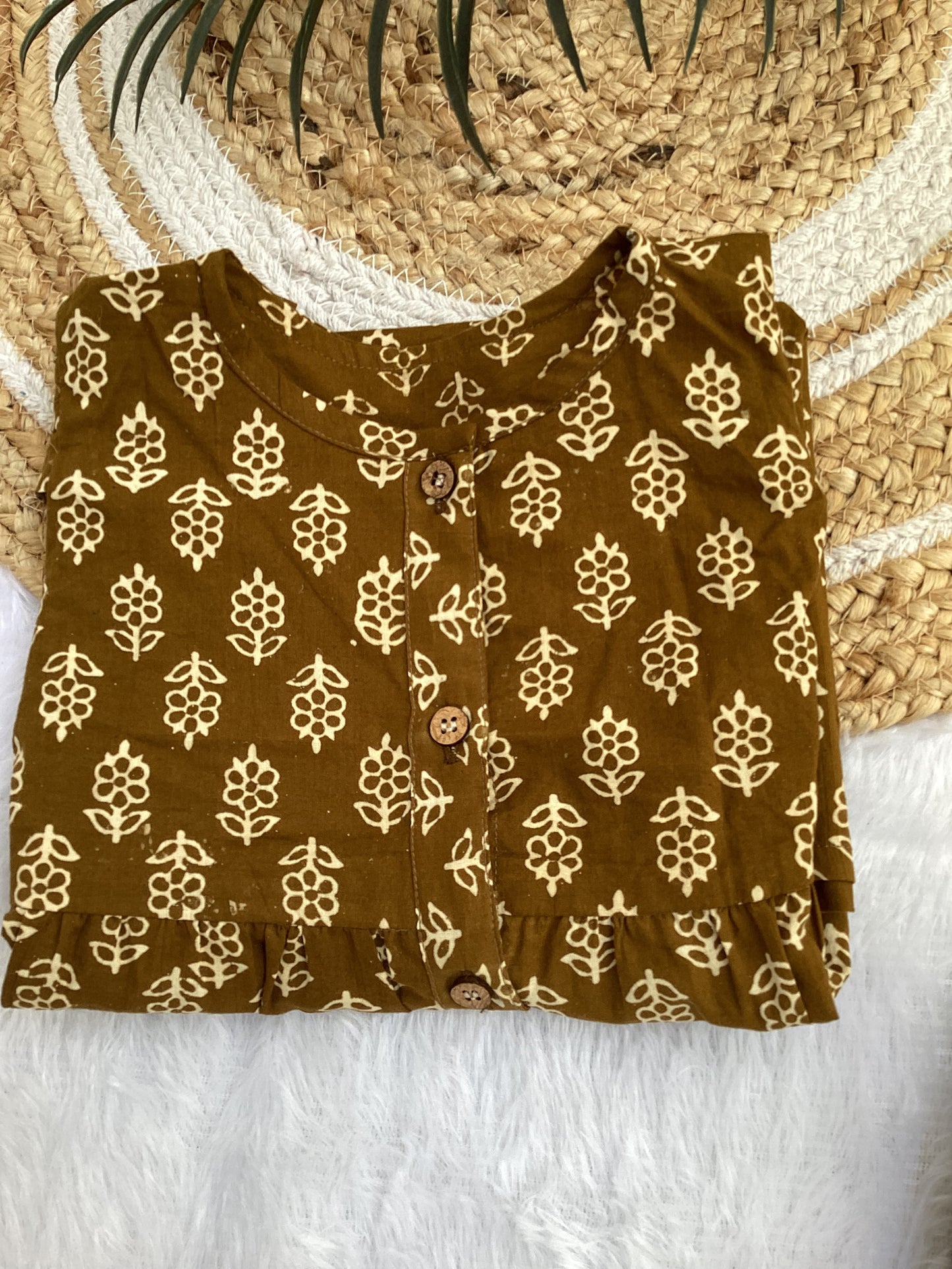 Block Print Yellow Cotton frock