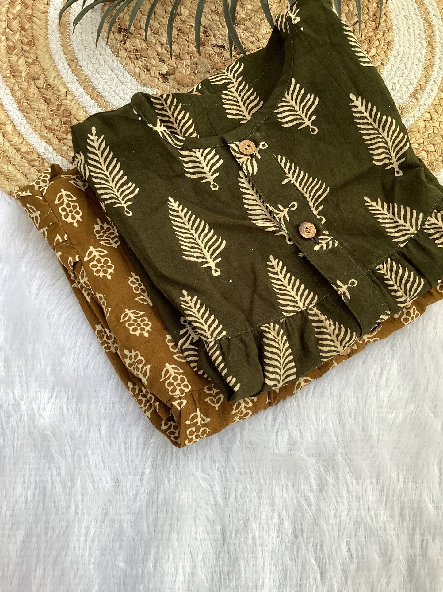 Block Print Green Cotton frock