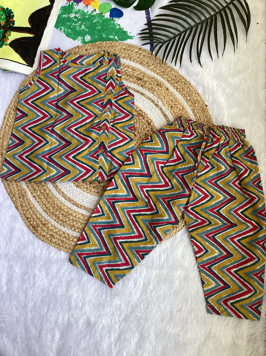 Multiple Colour Zigzag Cotton Co-ord Set