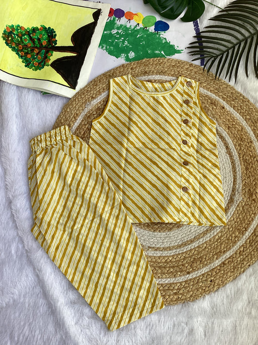 Yellow Stripe Cotton Co-ord Set