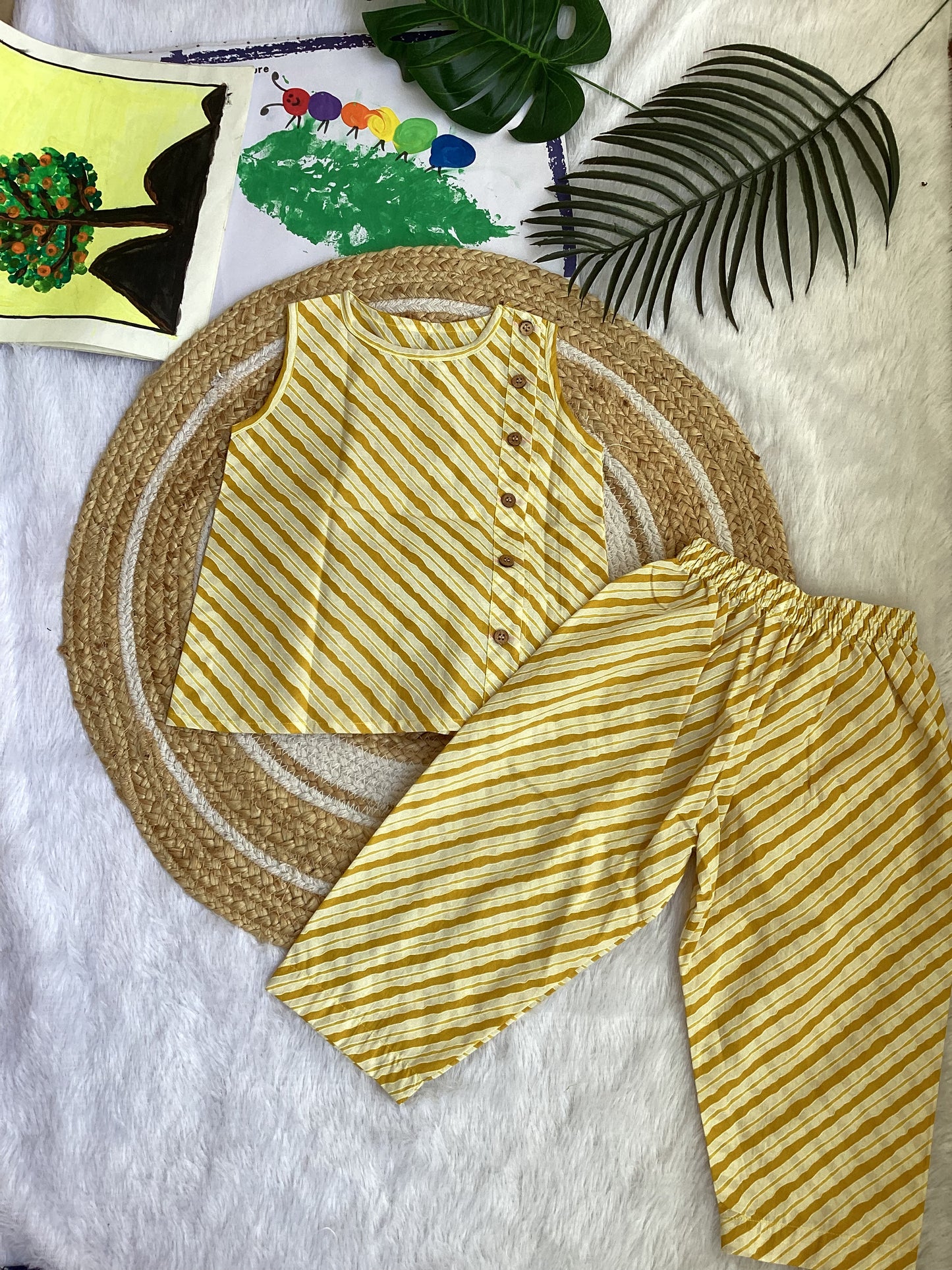 Yellow Stripe Cotton Co-ord Set