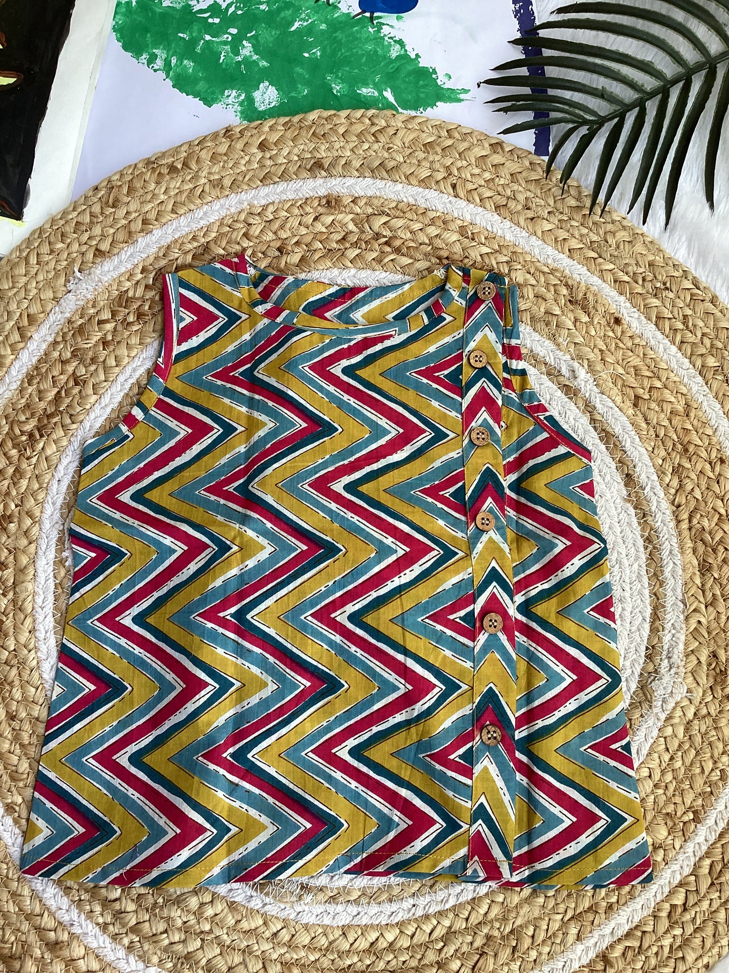 Multiple Colour Zigzag Cotton Co-ord Set