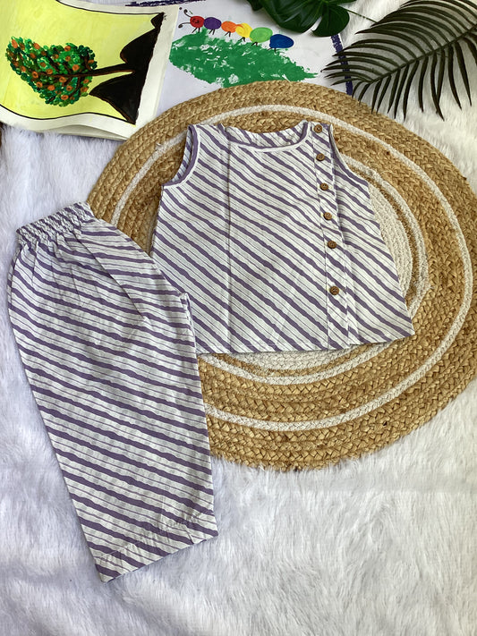 Lavender Stripe Cotton Co-ord Set