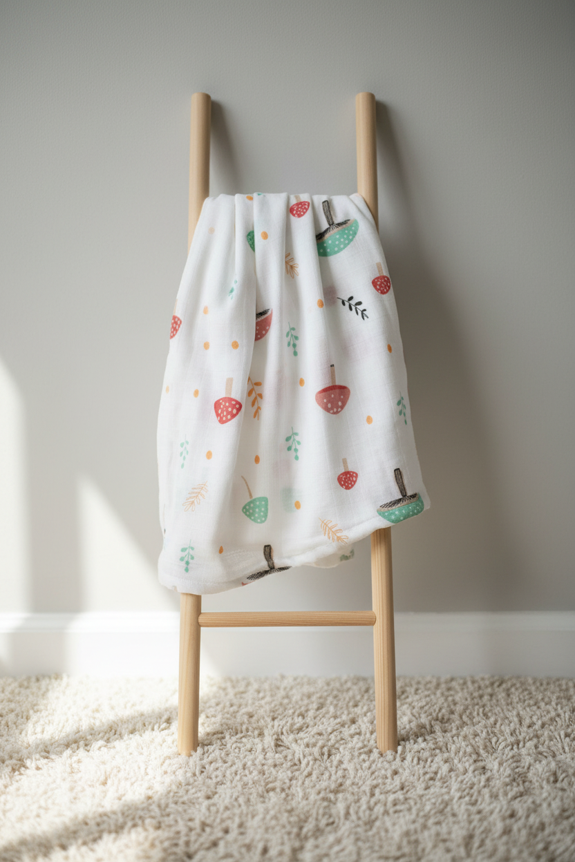 Mushroom Print Muslin Bath Towel (75*145cm)