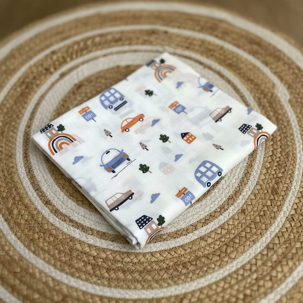 Car Print Muslin Bath Towel (75*145cm)