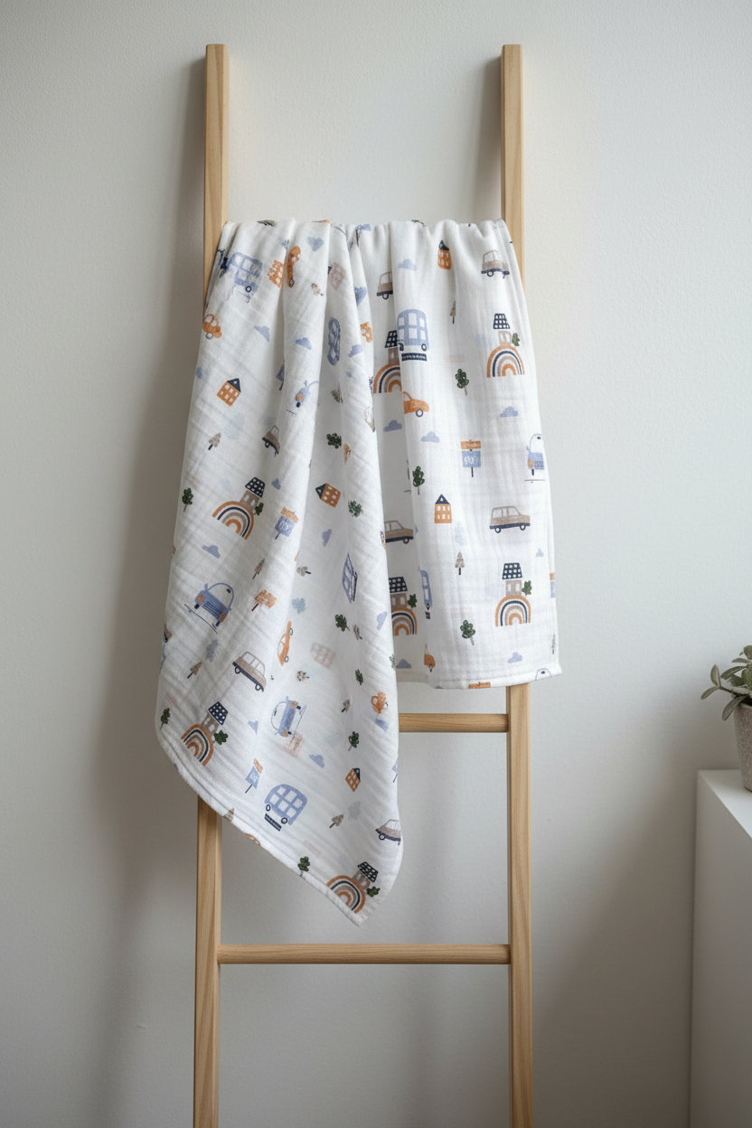 Car Print Muslin Bath Towel (75*145cm)