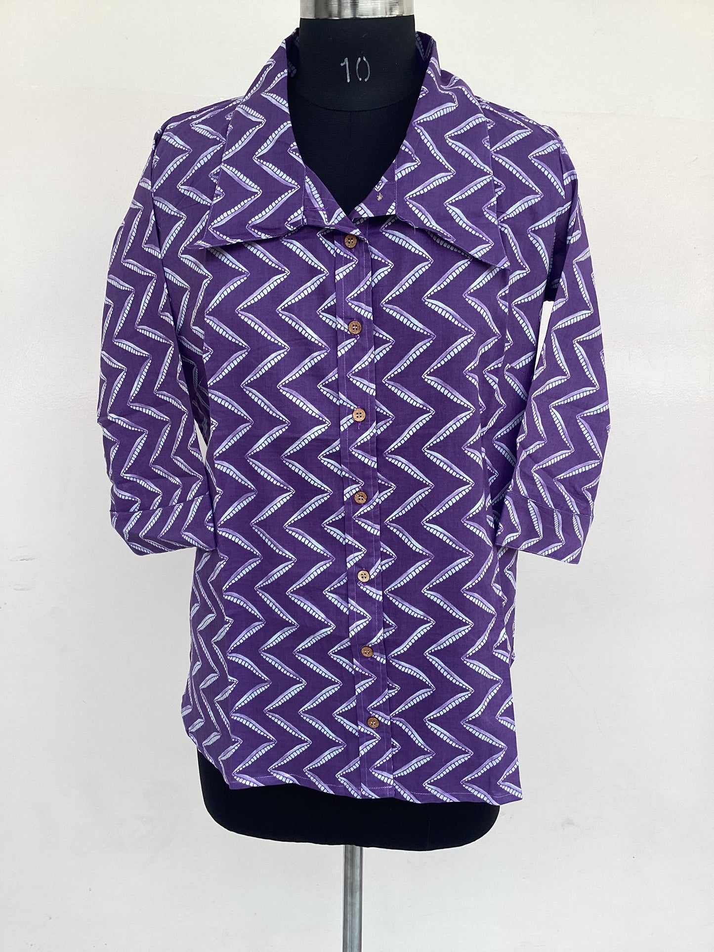 Purple Zigzag Cotton Shirt
