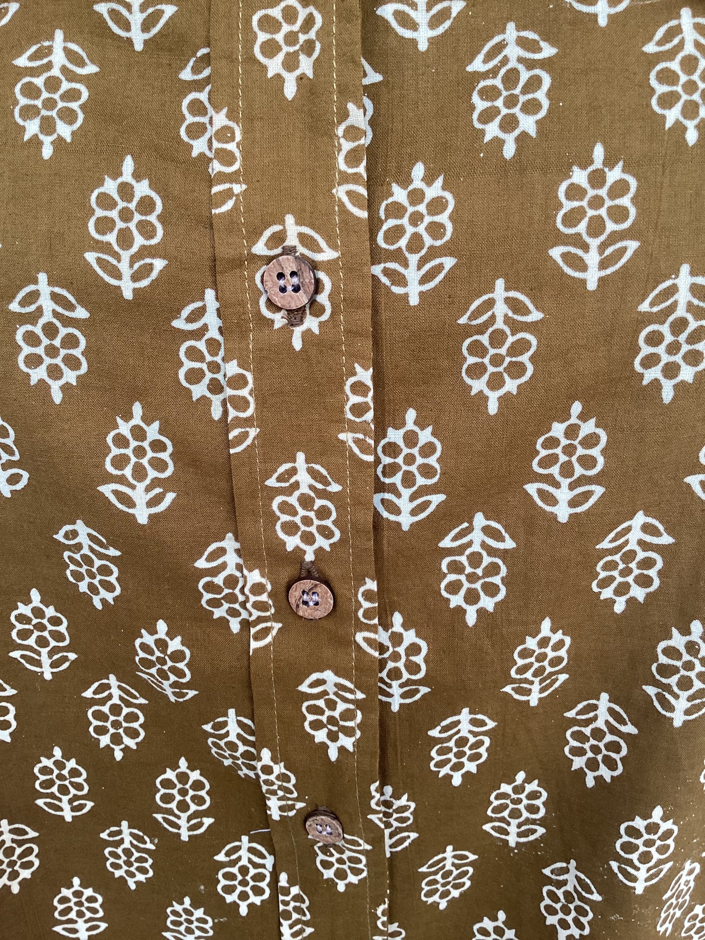 Olive Block Print Cotton Shirt