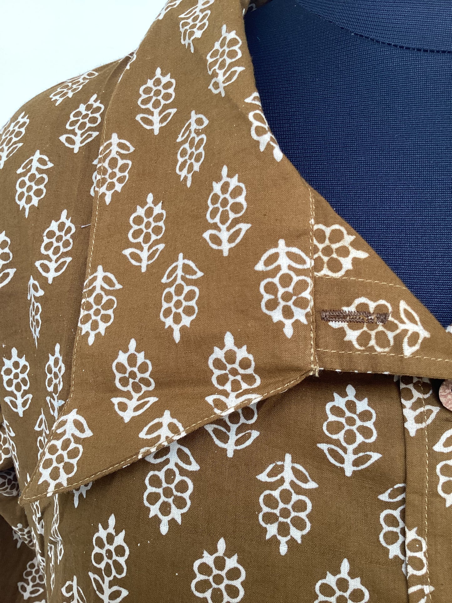 Olive Block Print Cotton Shirt