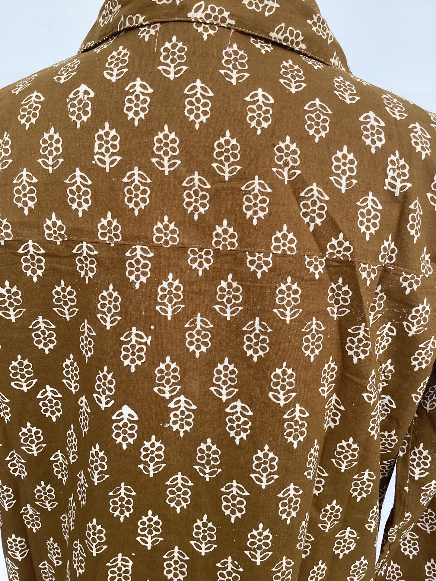 Olive Block Print Cotton Shirt