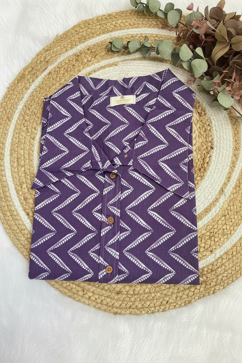 Purple Zigzag Cotton Shirt