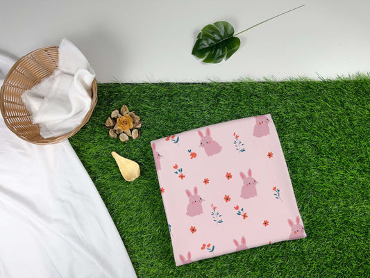 Pink bunny Print Muslin Bath Towel (75*145cm)