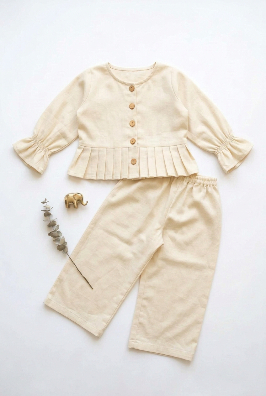 Cream Flex Cotton Top & Plazo Set