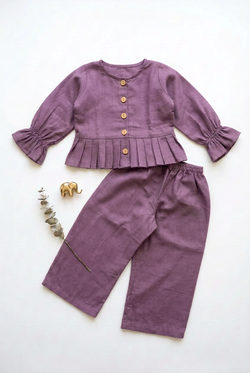 Purple Flex Cotton Top & Plazo Set