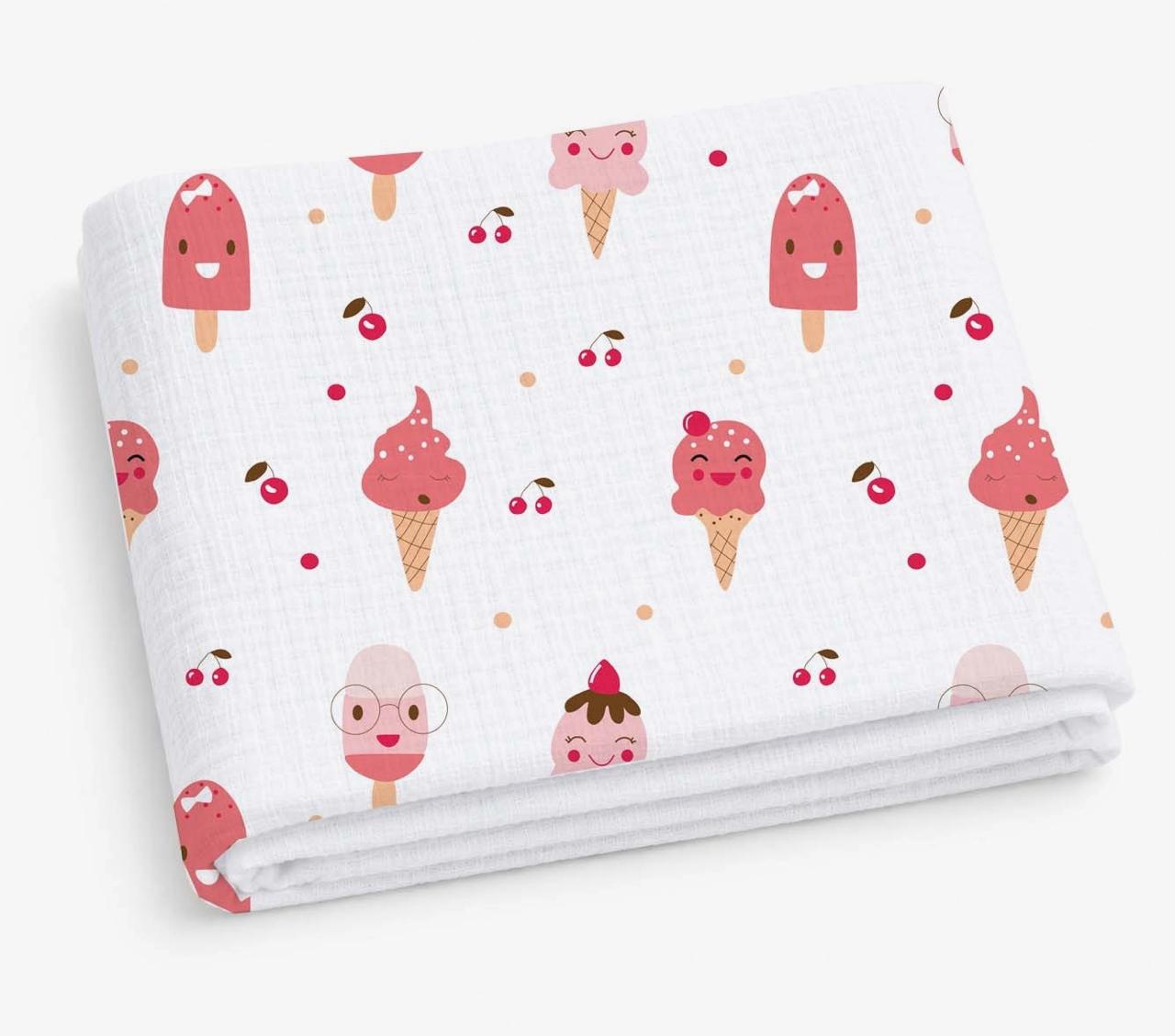 Ice Cream Print Muslin Bath Towel (75*145cm)