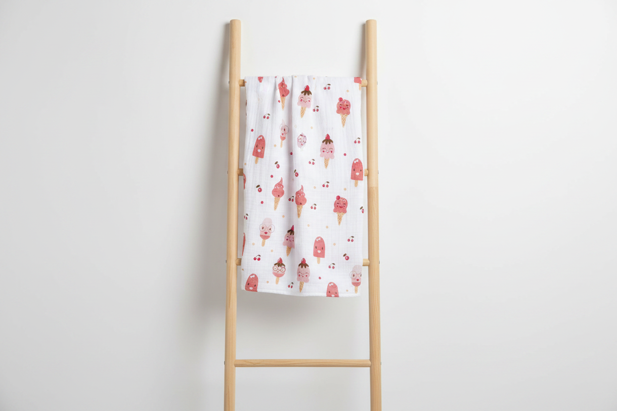 Ice Cream Print Muslin Bath Towel (75*145cm)