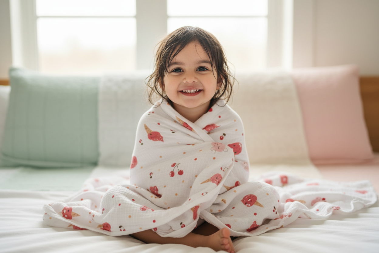 Ice Cream Print Muslin Bath Towel (75*145cm)