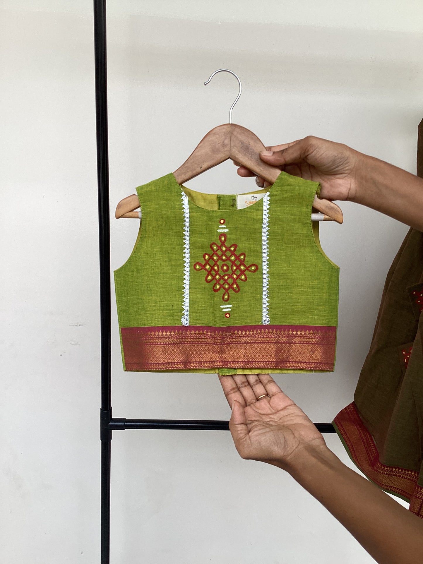 Kolamika Mangalagiri Handloom Cotton Dress – Green