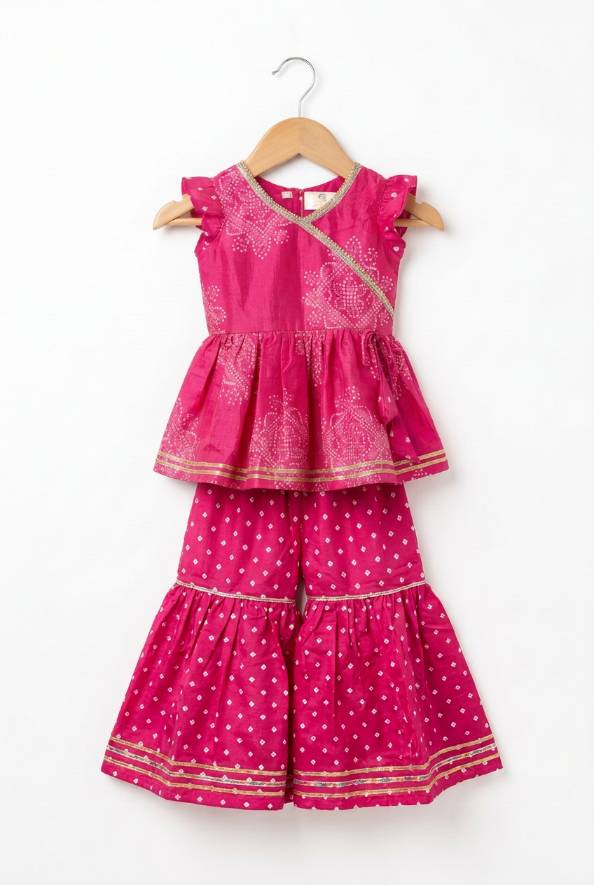 Diwali Festive Bandini Pink Sharara Set