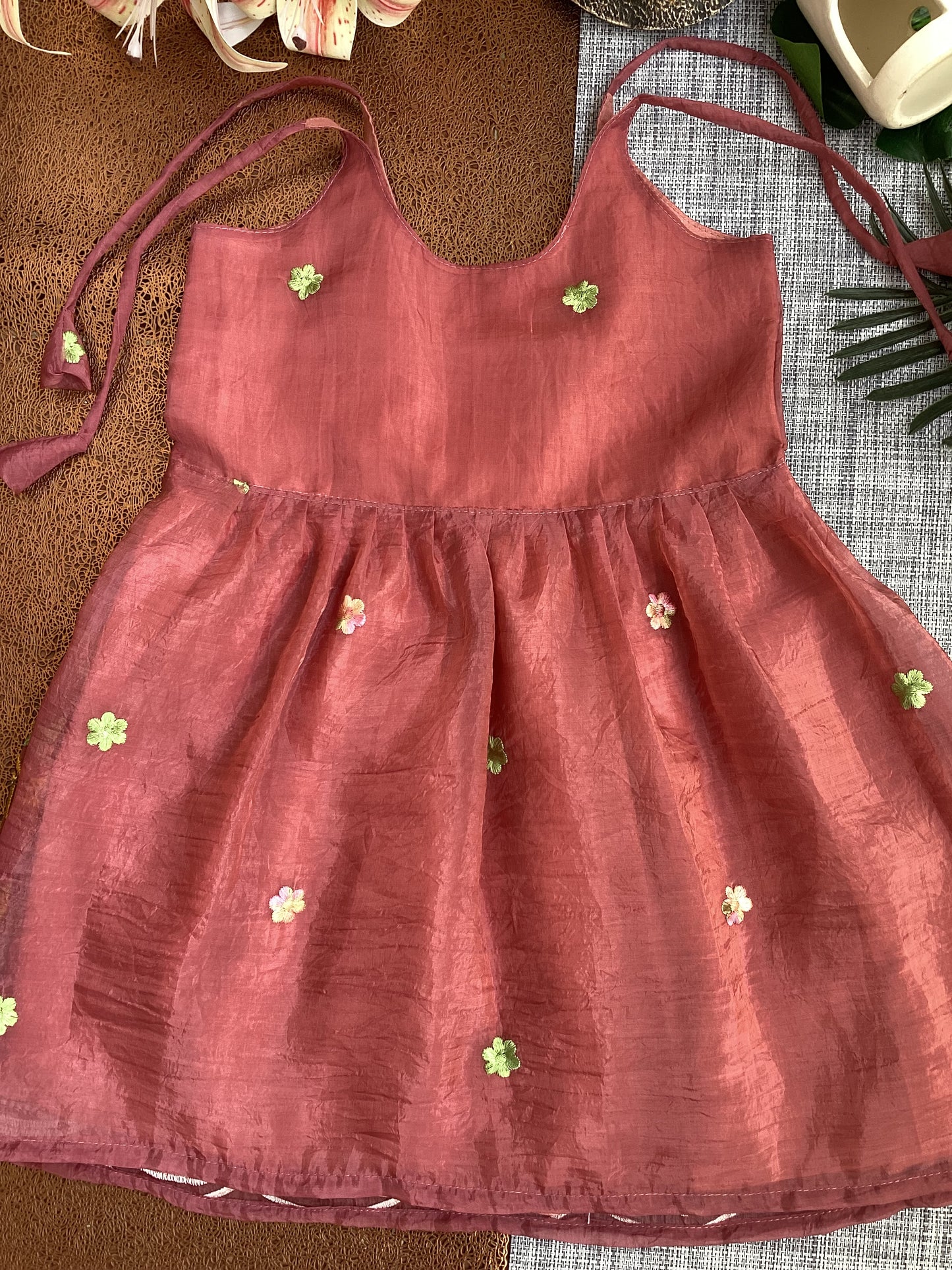 Onion Red Crush Tissue Organza Frock - Perfect for Special Moments