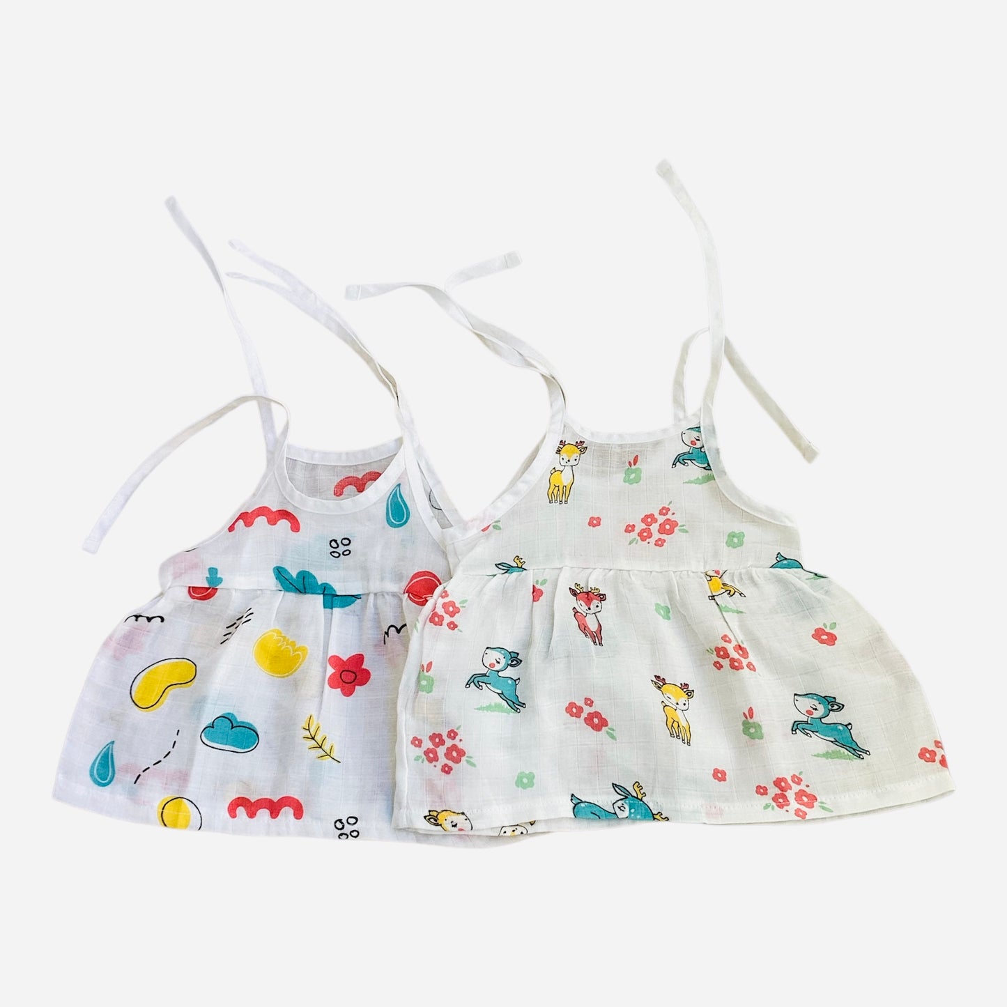 MUSLIN KNOT FROCK (Set - 2) - 100% ORGANIC MUSLIN COTTON