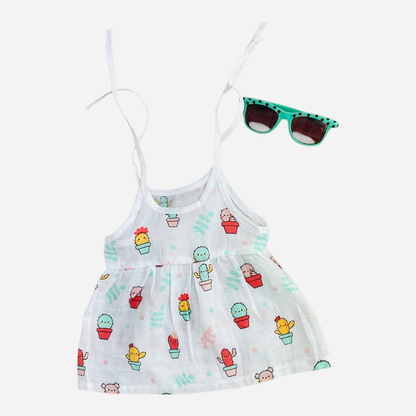 MUSLIN KNOT FROCK (CACTUS) - 100% ORGANIC MUSLIN COTTON